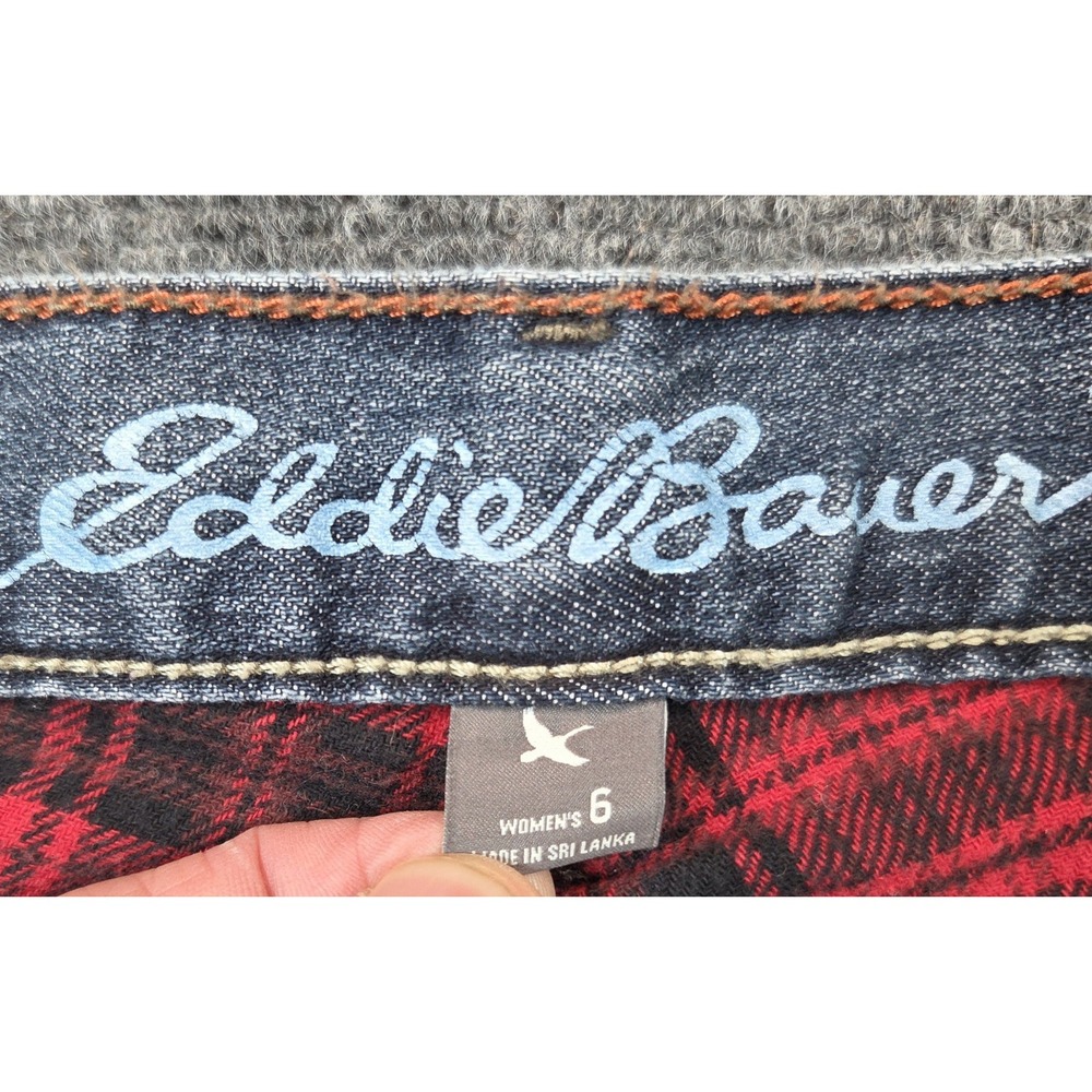 Eddie Bauer Flannel Lined Jeans Womens 6 Blue Boyfriend Relaxed - Picture 6 of 8